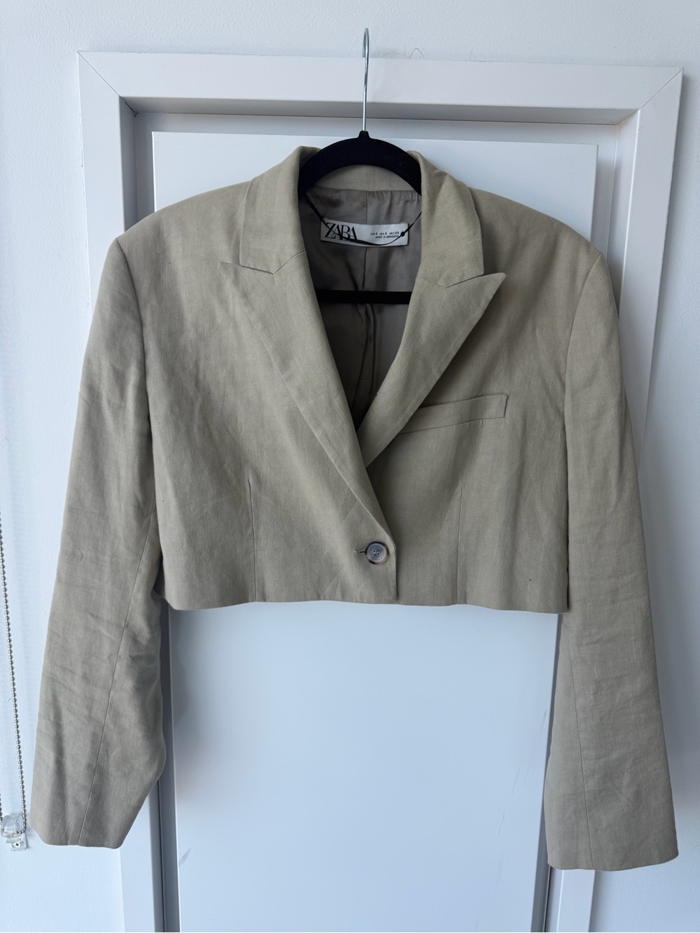 Zara Cropped Taupe / Kahki Blazer Jacket